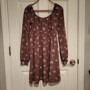 Brown floral boho dress
